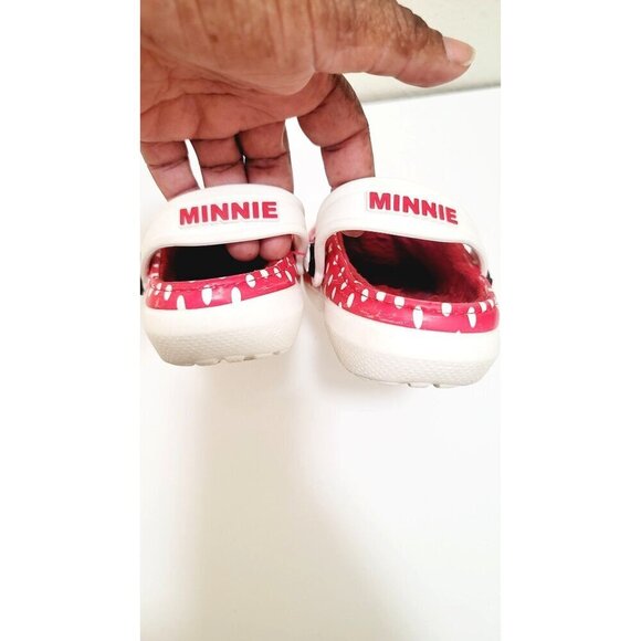 Minnie Mouse Kids Red Polka Dot Insulated Slip on Clogs By Crocs Size 6/7 - Picture 6 of 14